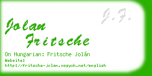 jolan fritsche business card
